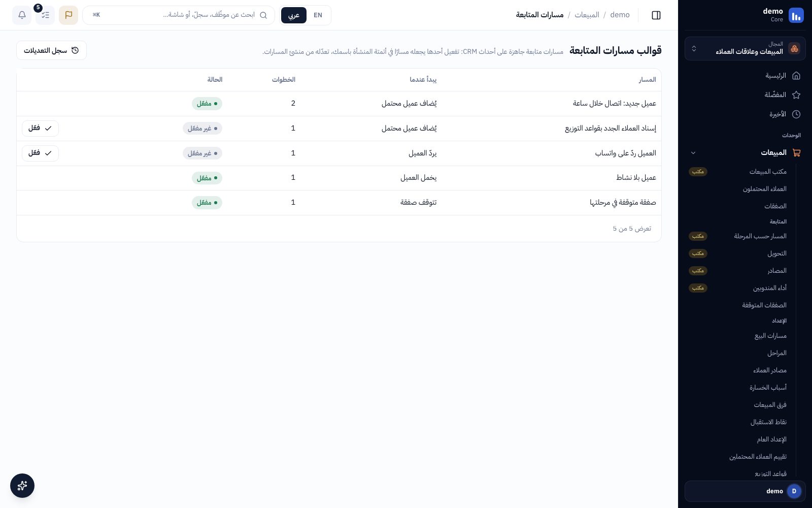 مسارات المتابعة